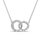 Celestial Diamond Pendant Necklace - Moon and Sun Interlocking Design