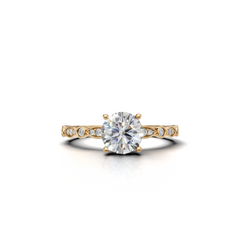 Dazzling diamond engagement ring, set against a white background