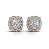 Exquisite Halo Diamond Earrings - Two-Tone Elegant Studs