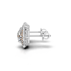 Exquisite Halo Diamond Earrings - Two-Tone Elegant Studs