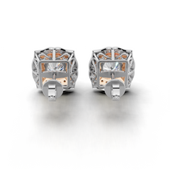 Exquisite Halo Diamond Earrings - Two-Tone Elegant Studs