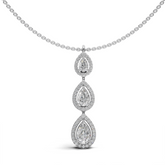 Exquisite Triple Pear Diamond Pendant Necklace
