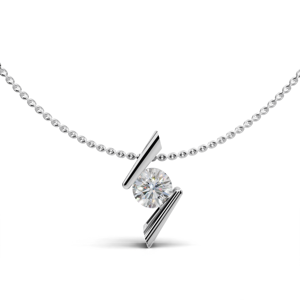 Modern Diamond Pendant Necklace - Geometric Design