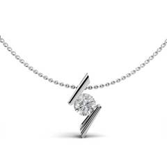 Modern Diamond Pendant Necklace - Geometric Design