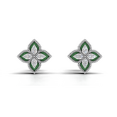 Green Enamel Petals Earrings LWPD-0325-ER