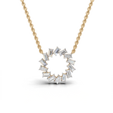 Dazzling Baguette Diamond Circle Pendant Necklace