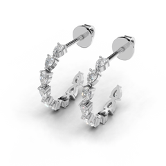 Elegant Diamond Hoop Earrings set - HPER-0008