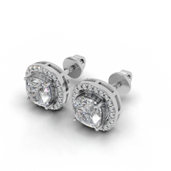 Cushion Cut Halo Earrings