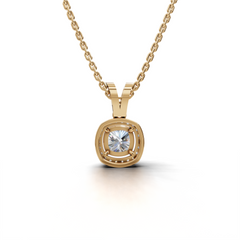 Exquisite Cushion-Cut Diamond Halo Pendant