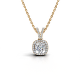 Exquisite Cushion-Cut Diamond Halo Pendant