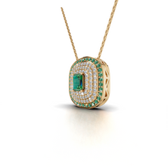 Exquisite Emerald and Diamond Pendant Necklace