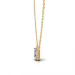 Emerald Cut Diamond Halo Pendant Necklace