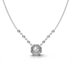 Octagon Diamond Pendant Necklace - LWPD-0234A