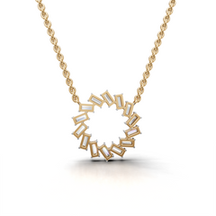 Dazzling Baguette Diamond Circle Pendant Necklace