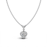 Heart-Cut LGD Halo Pendant Necklace with Romantic Diamond Surround – LWPD-0321