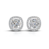 Cushion Cut Halo Earrings