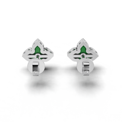 Green Enamel Petals Earrings LWPD-0325-ER