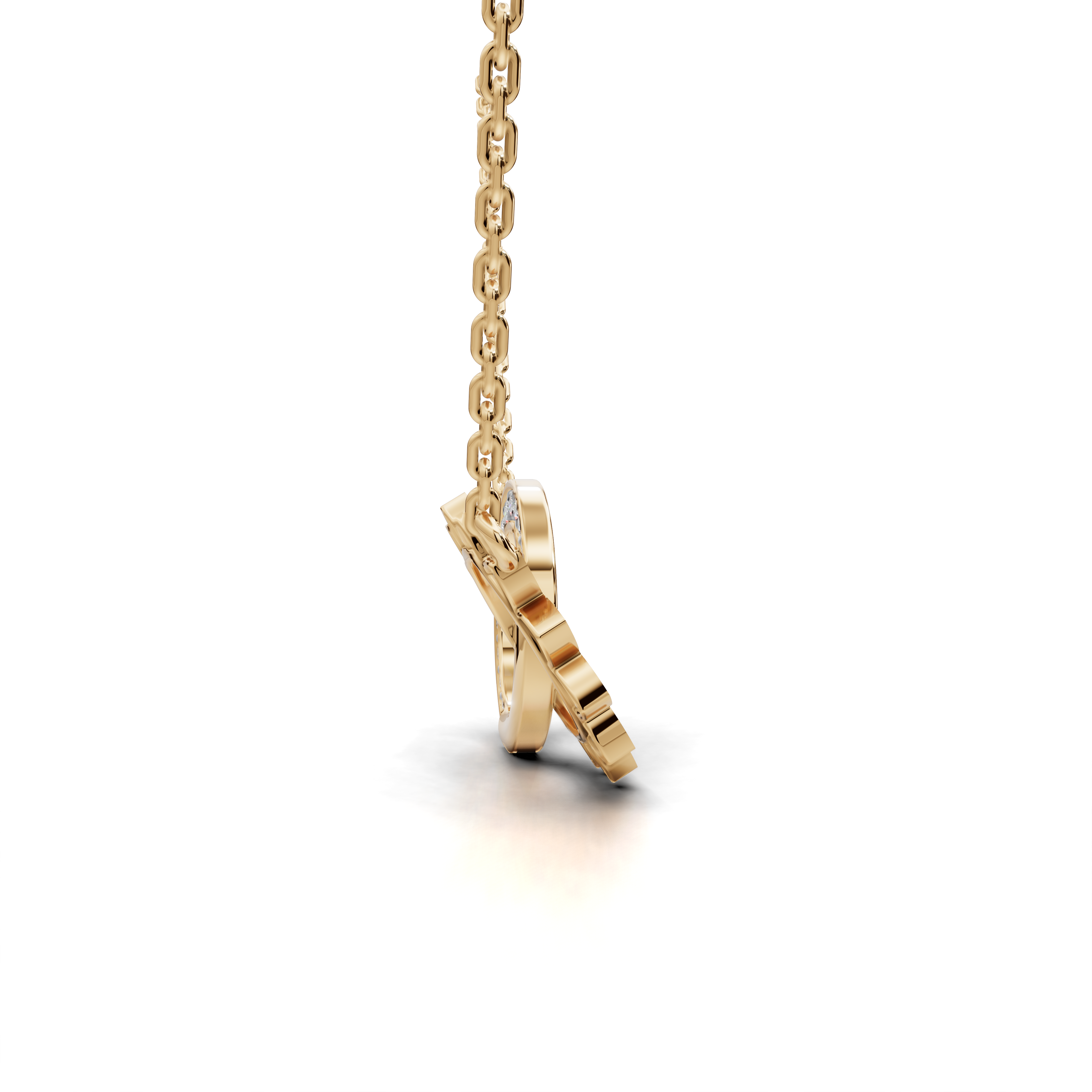 Celestial Diamond Pendant Necklace - Moon and Sun Interlocking Design