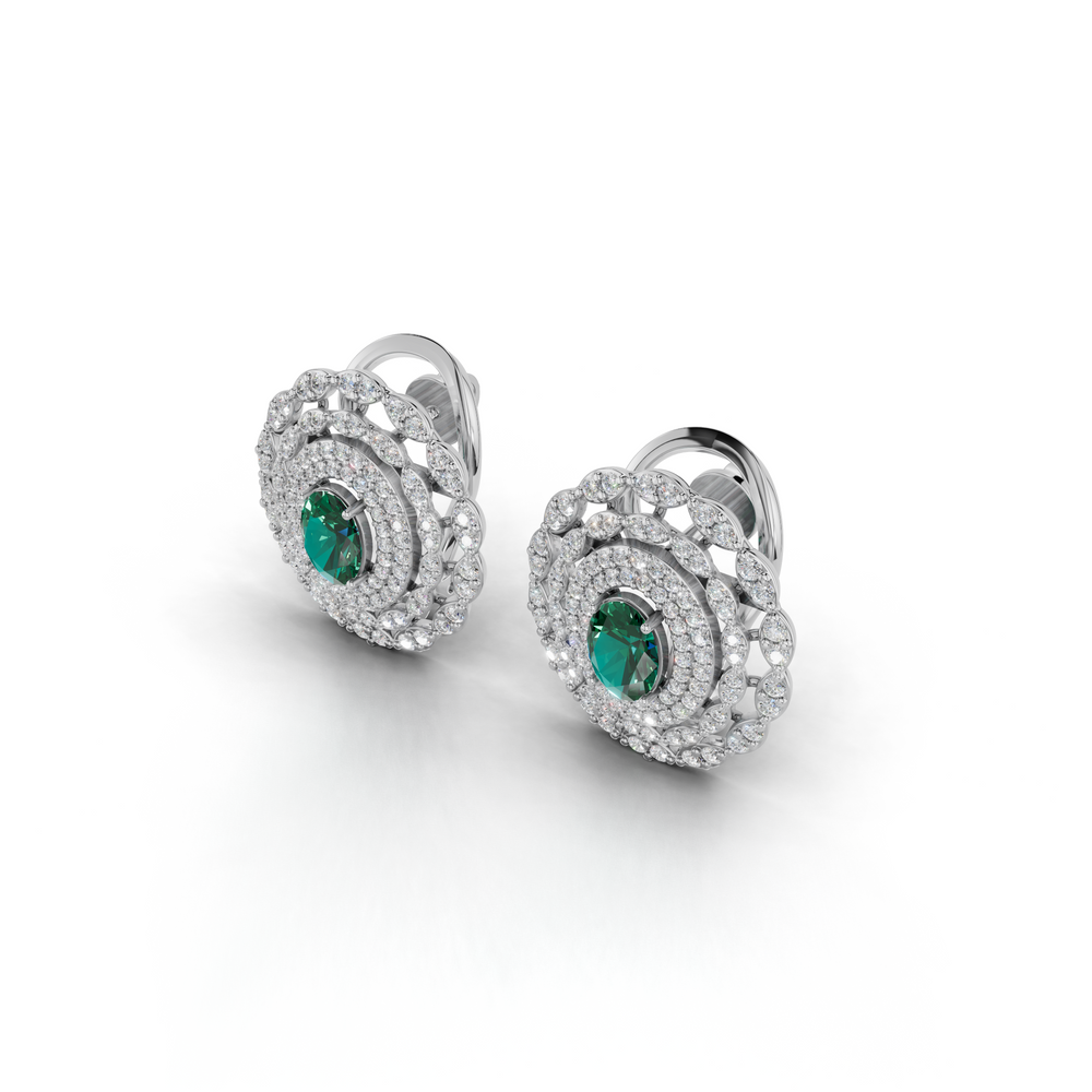 Center Green Stone Stud Earing