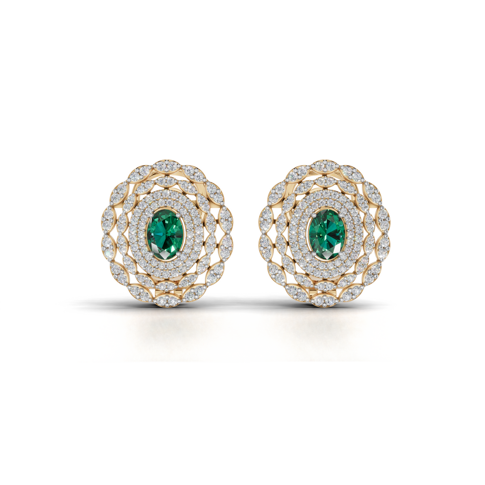 Center Green Stone Stud Earing
