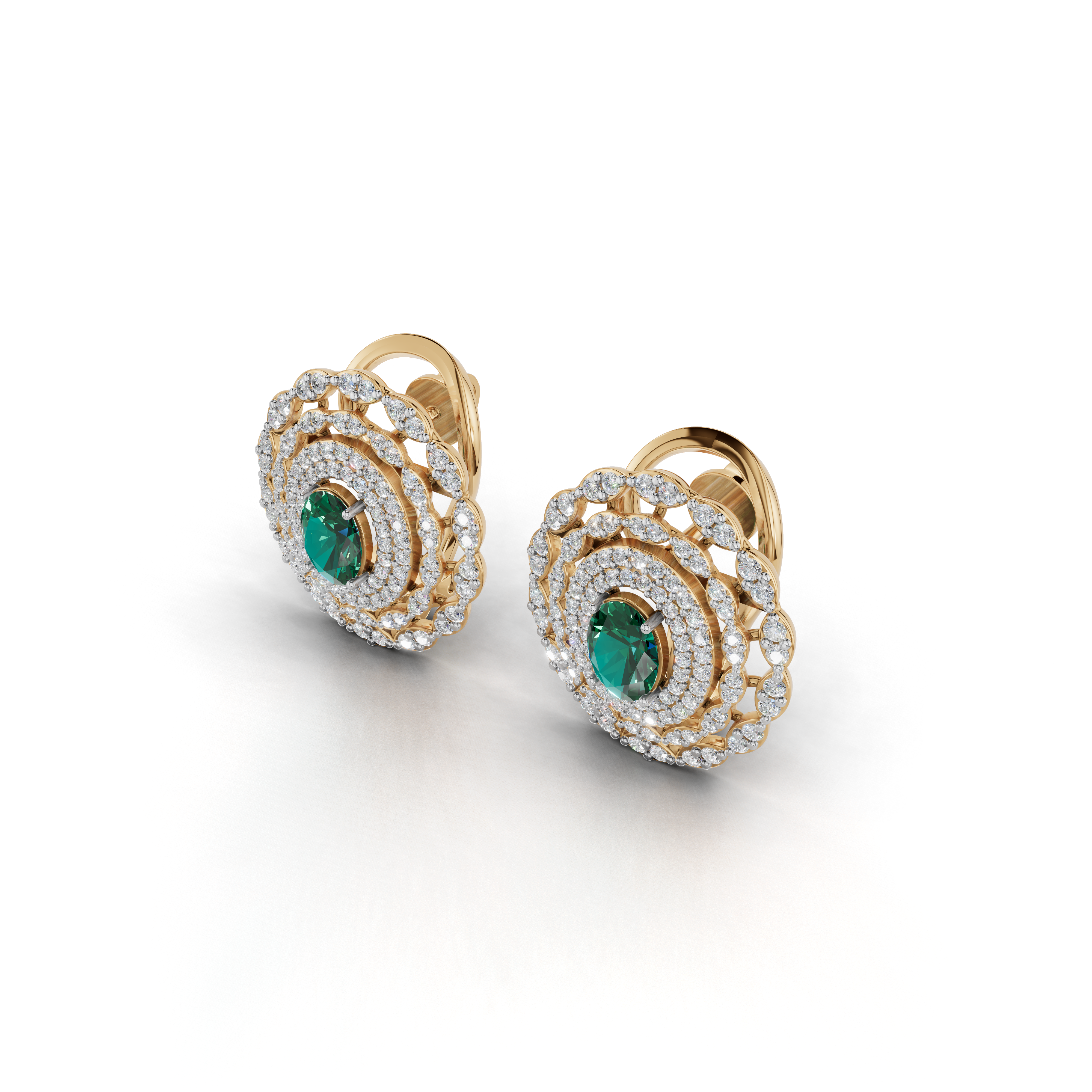 Center Green Stone Stud Earing