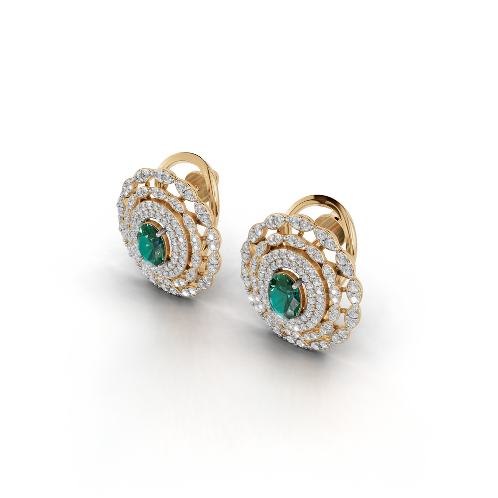 Center Green Stone Stud Earing