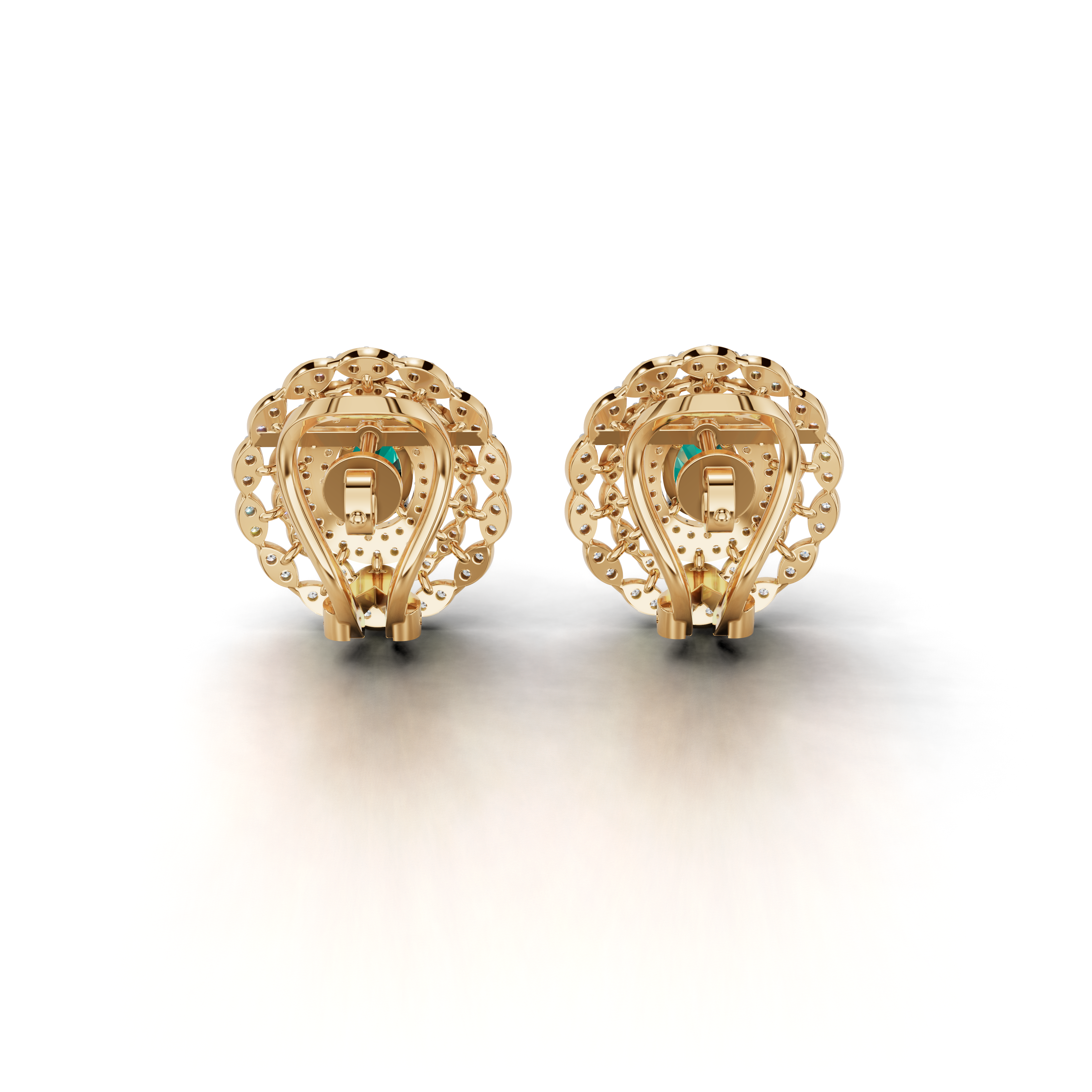 Center Green Stone Stud Earing