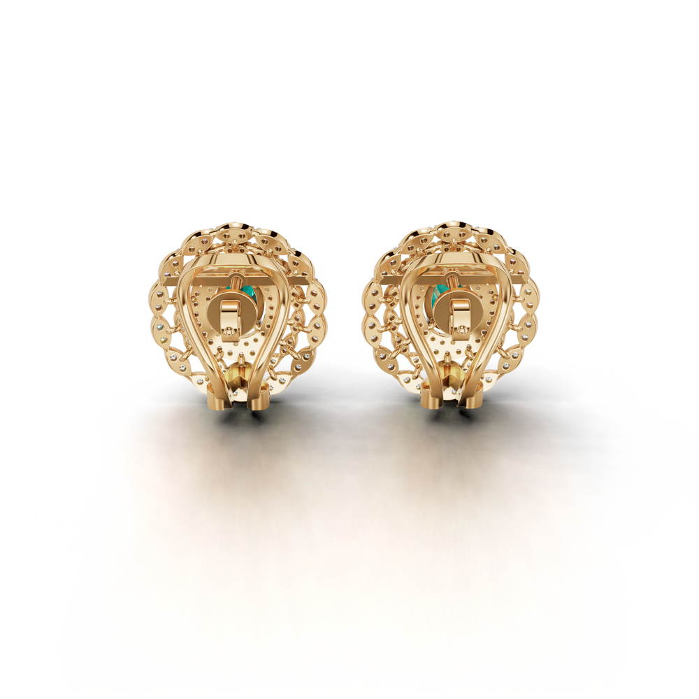Center Green Stone Stud Earing