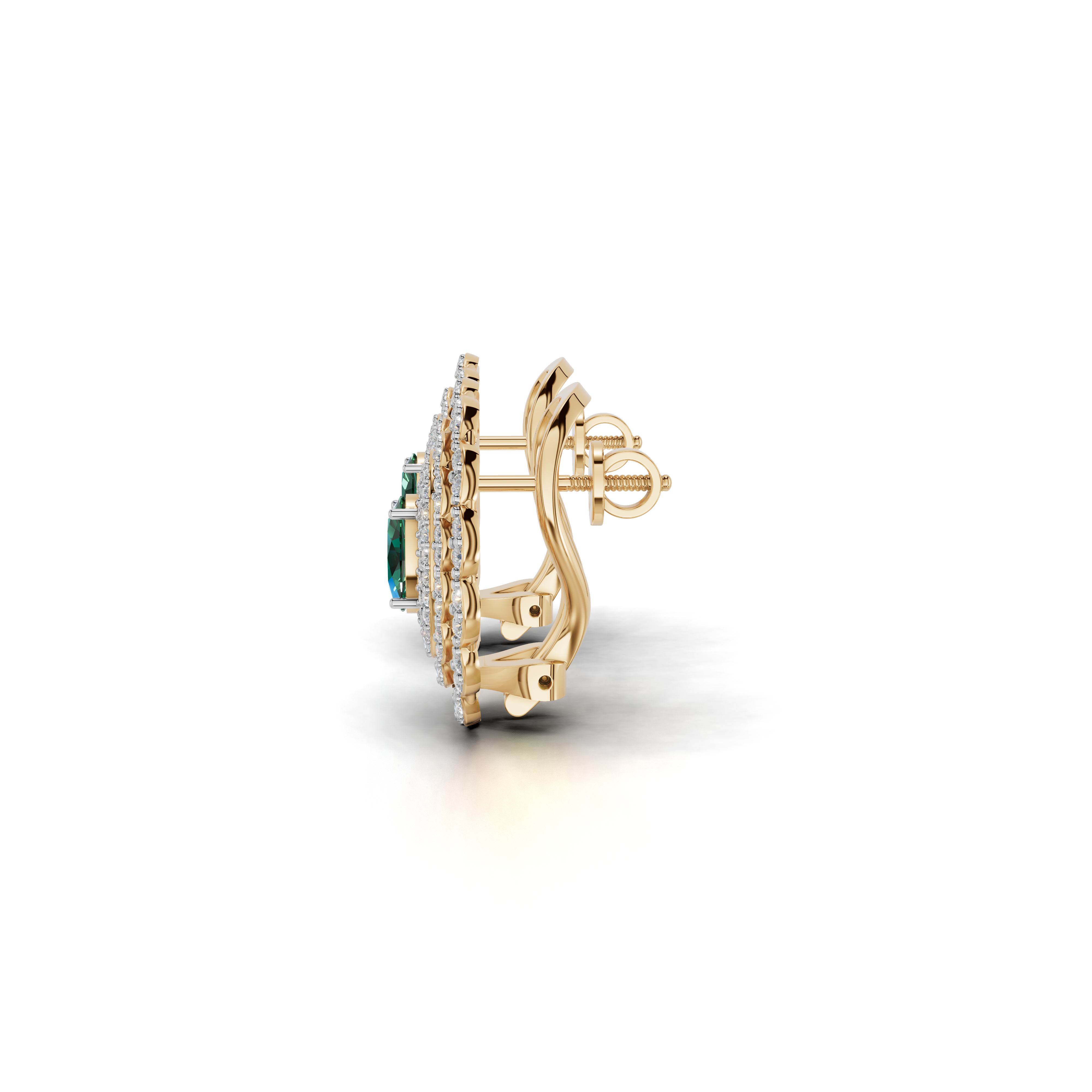 Center Green Stone Stud Earing