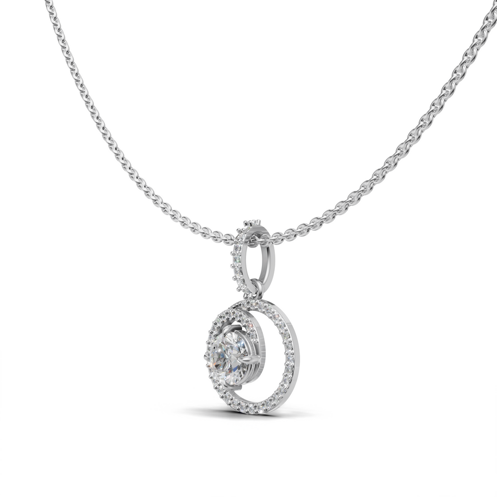 Dazzling Diamond Crescent Pendant Necklace