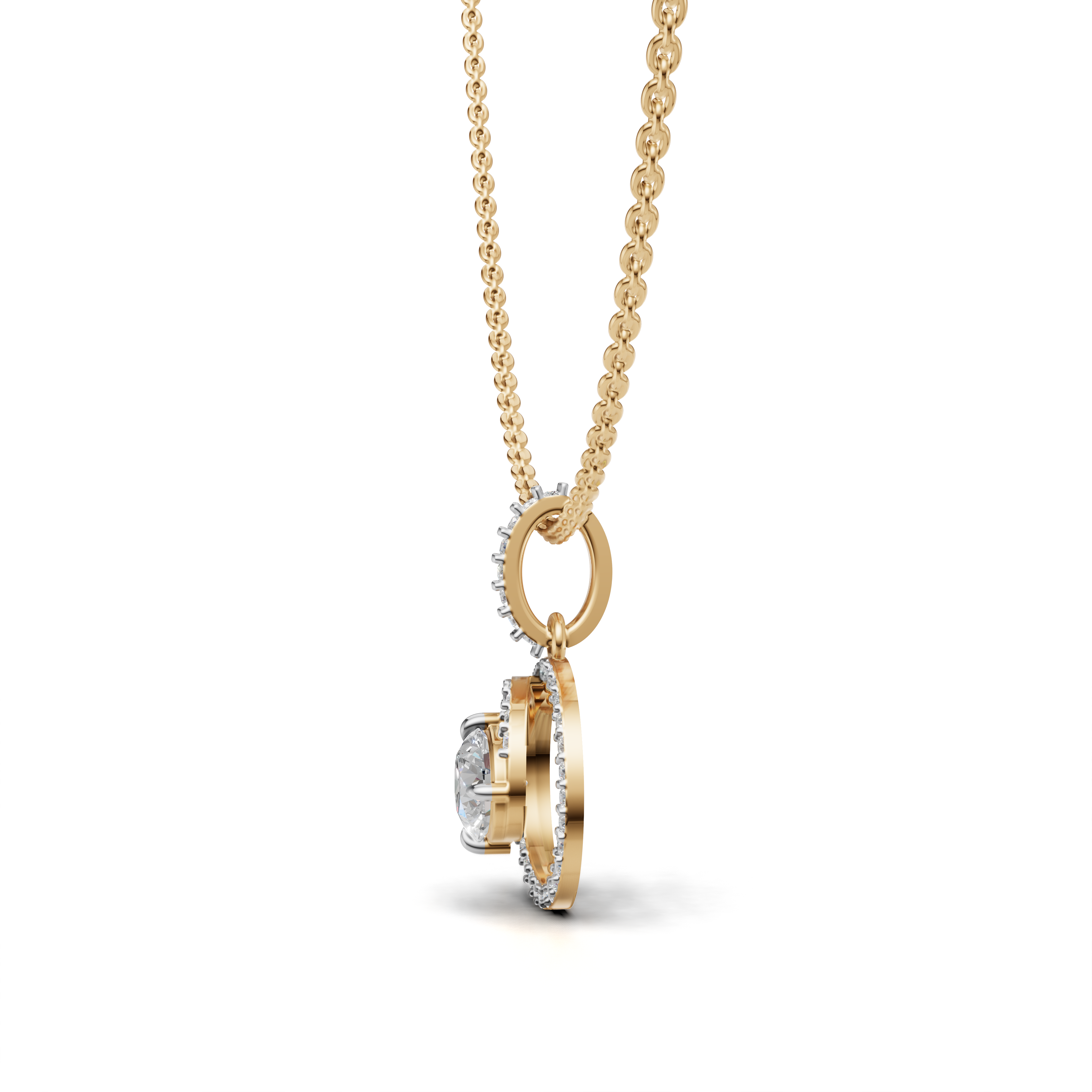 Dazzling Diamond Crescent Pendant Necklace