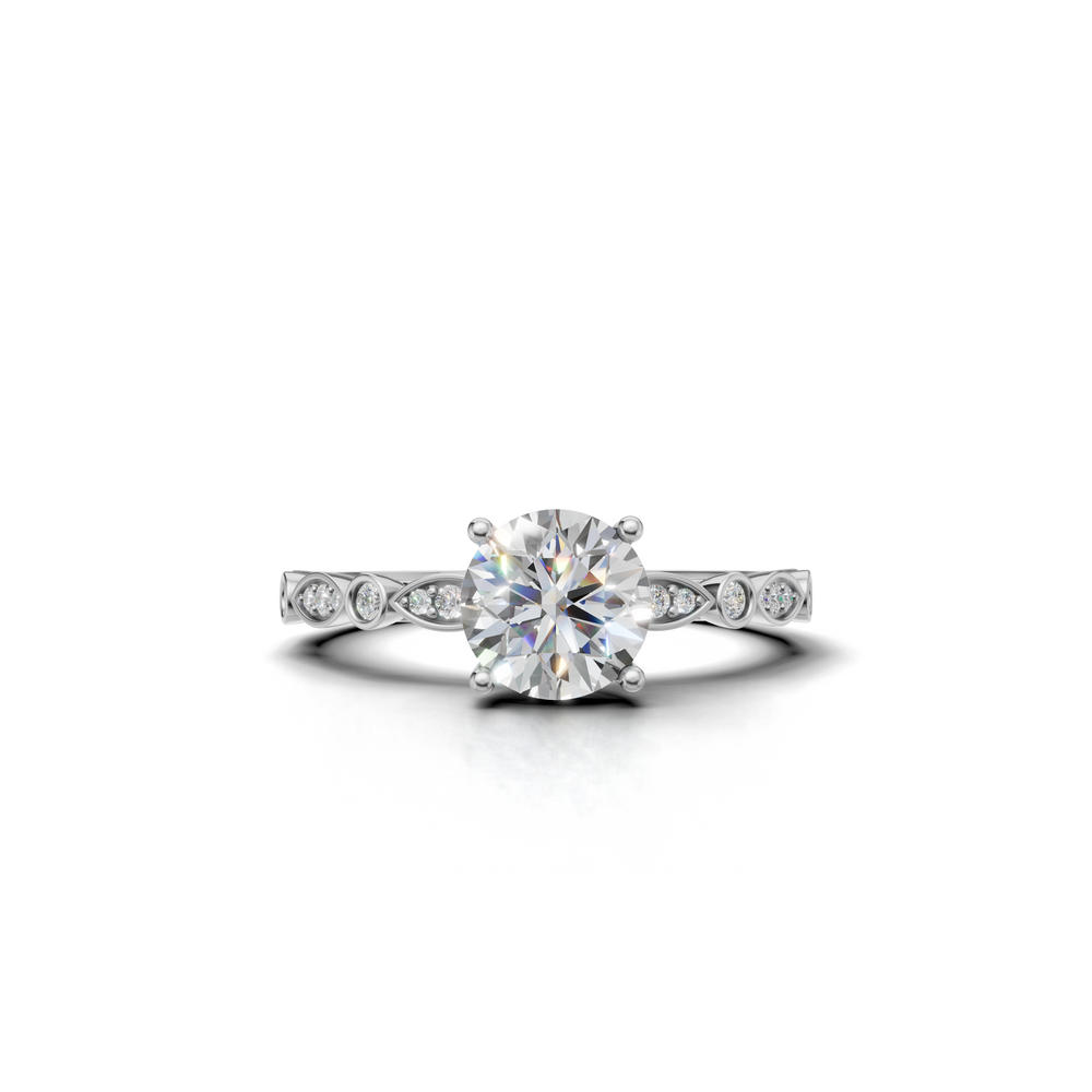 Dazzling diamond engagement ring, set against a white background