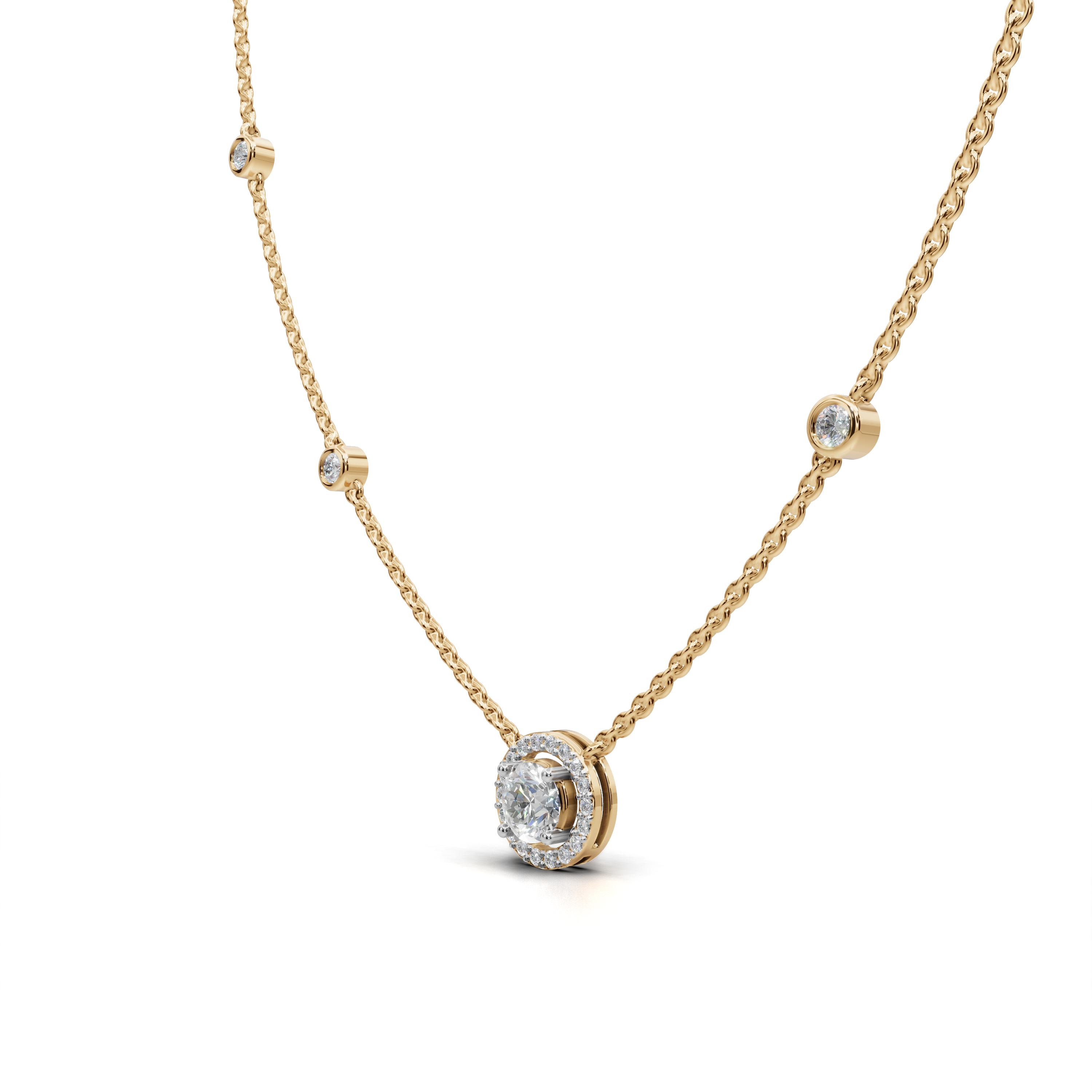 Delicate and elegant diamond station necklace