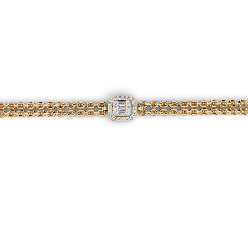 Diamond Bracelet with Geometric Baguette Cut Centerpiece