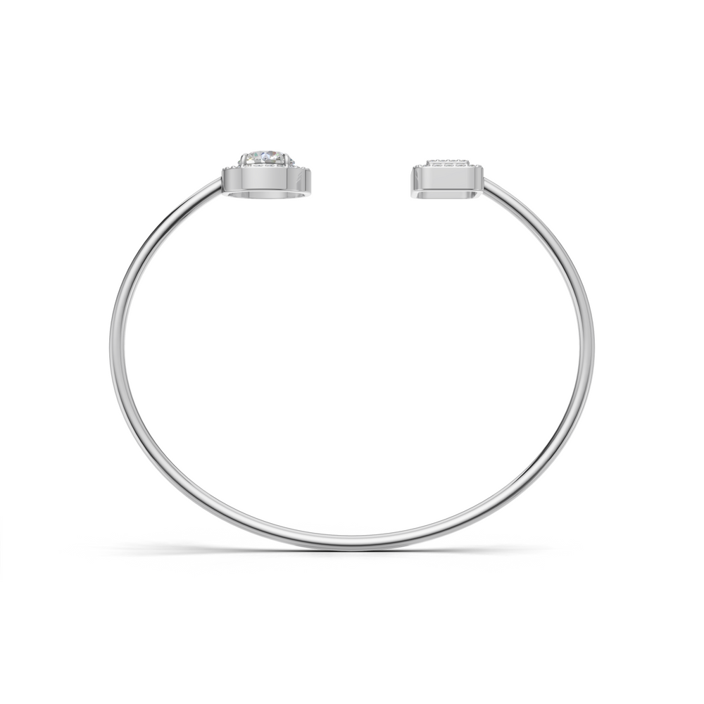 Elegant Diamond Cuff Bracelet with Baguette and Round Brilliant Cut Diamonds