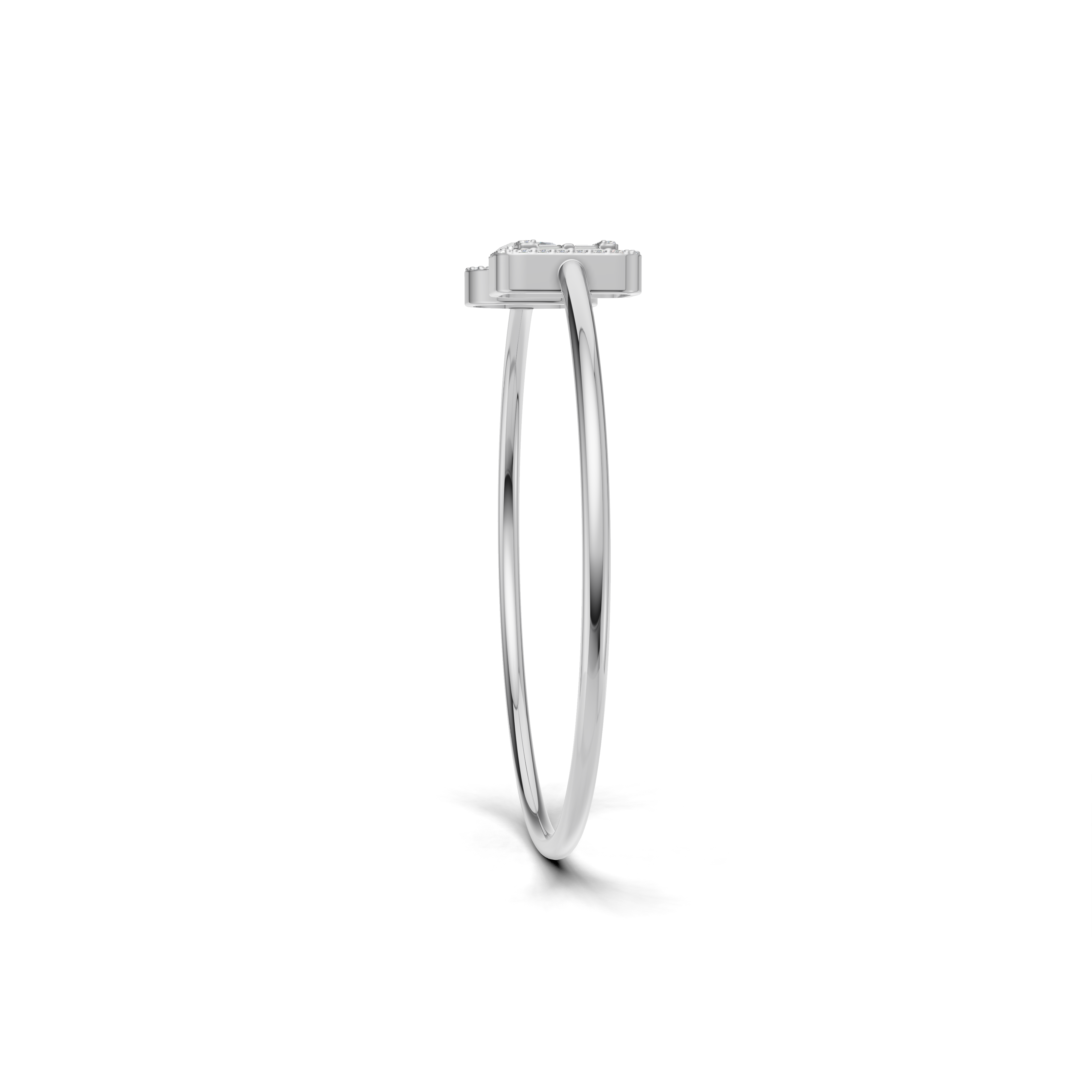Elegant Diamond Cuff Bracelet with Baguette and Round Brilliant Cut Diamonds