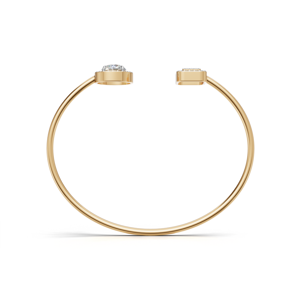 Elegant Diamond Cuff Bracelet with Baguette and Round Brilliant Cut Diamonds