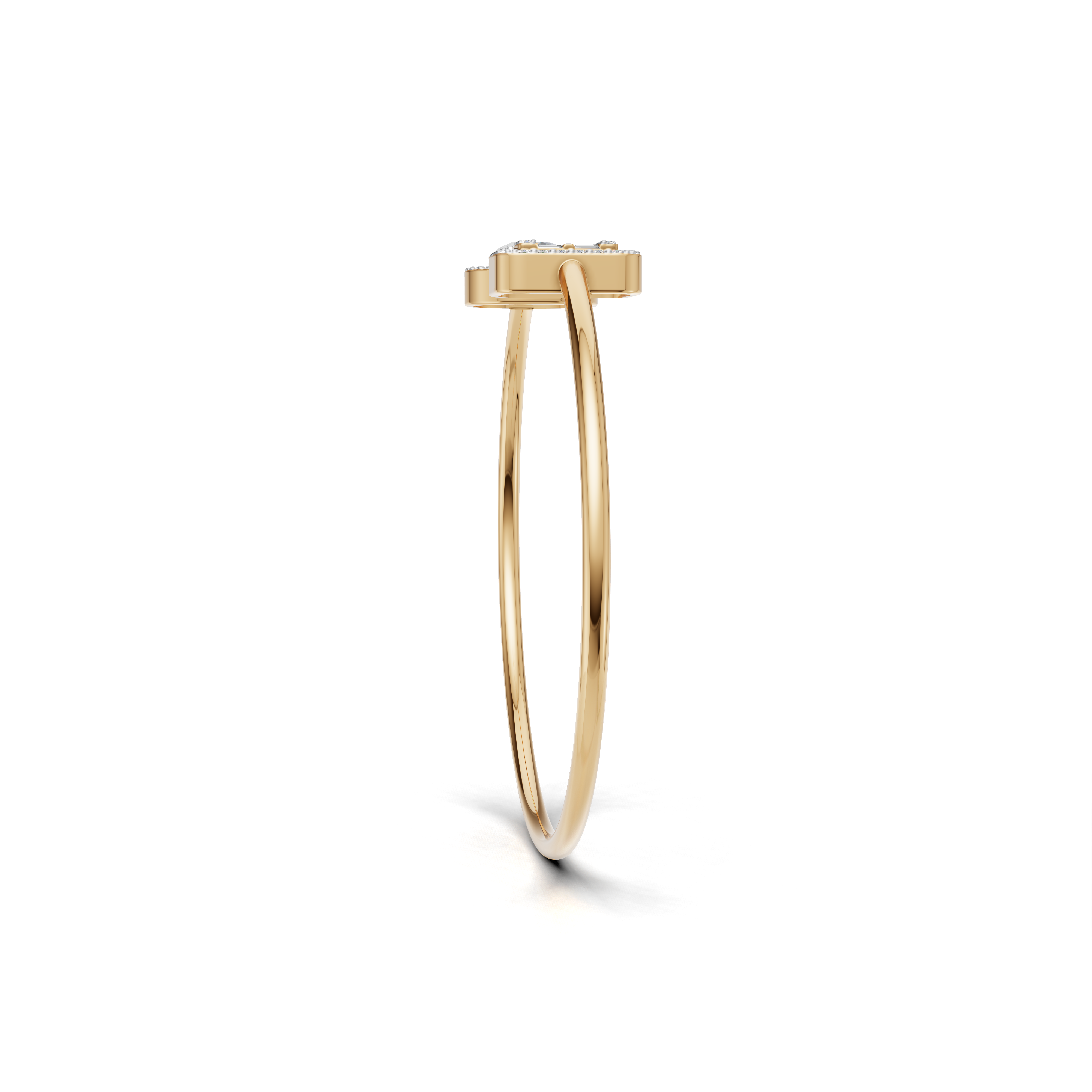 Elegant Diamond Cuff Bracelet with Baguette and Round Brilliant Cut Diamonds