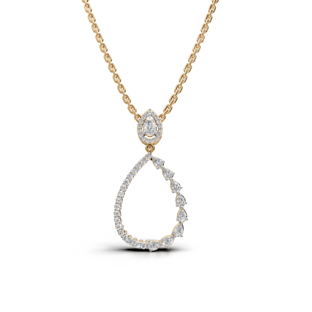 Elegant Diamond Pear-Shaped Pendant Necklace