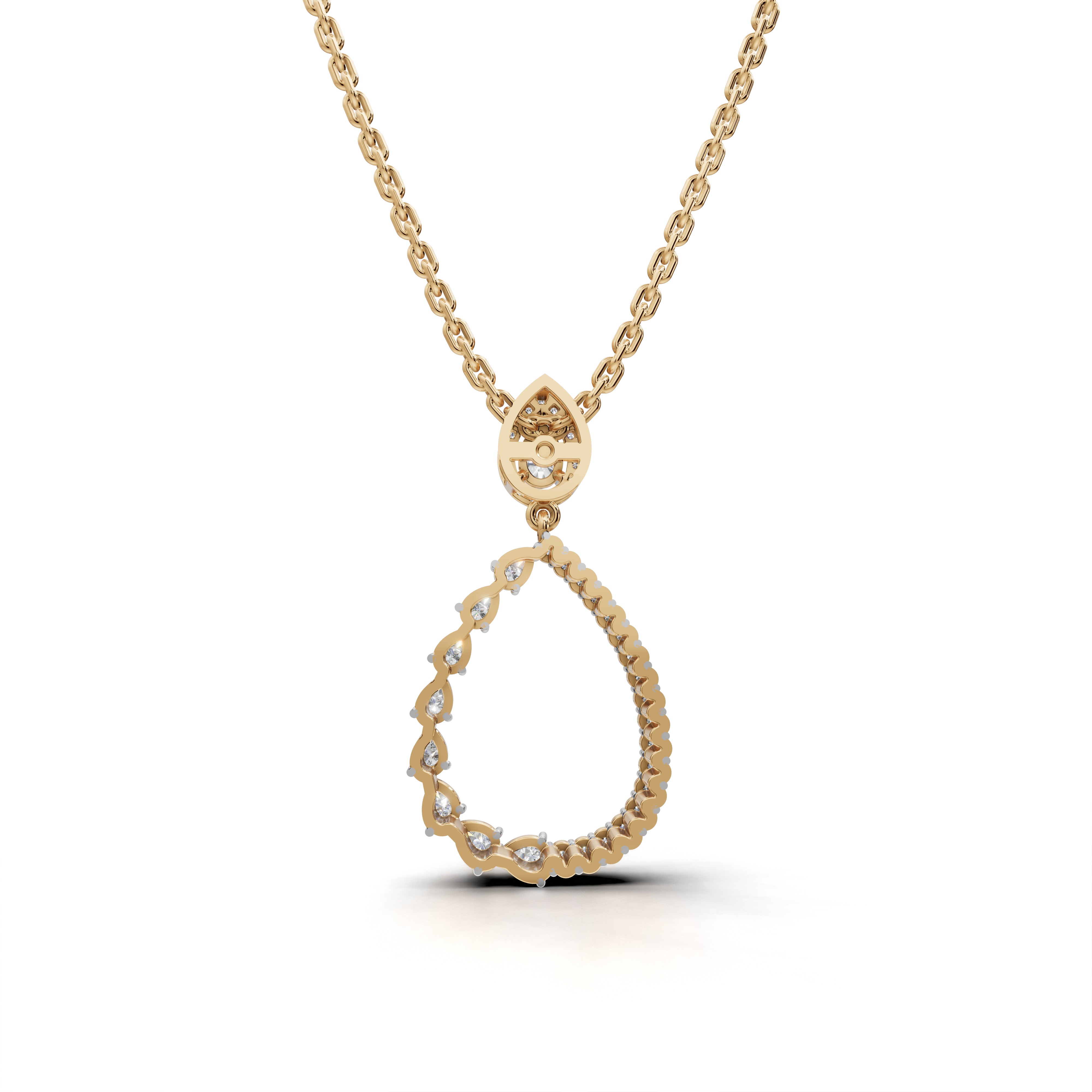 Elegant Diamond Pear-Shaped Pendant Necklace