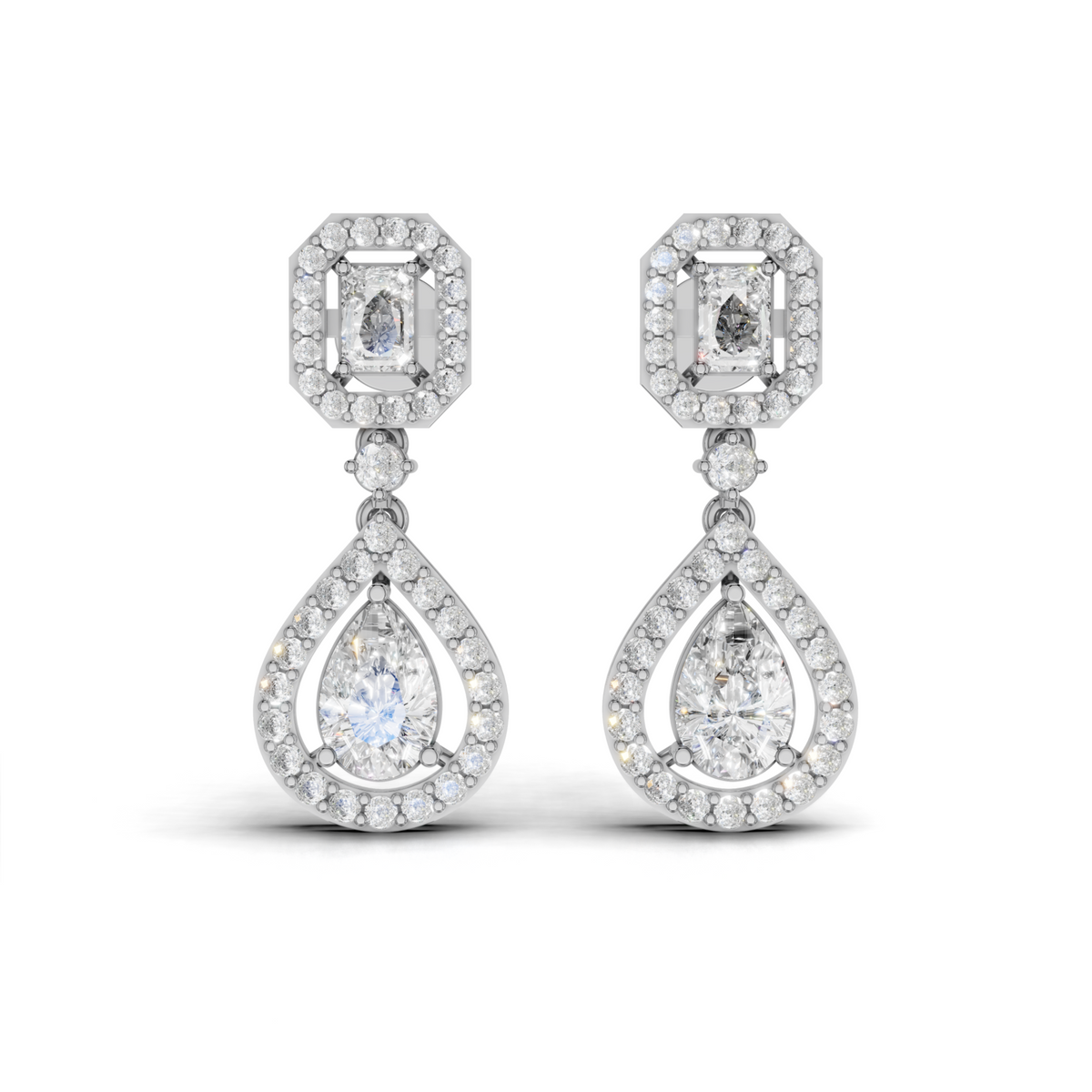 Elegant, diamond-studded drop earrings