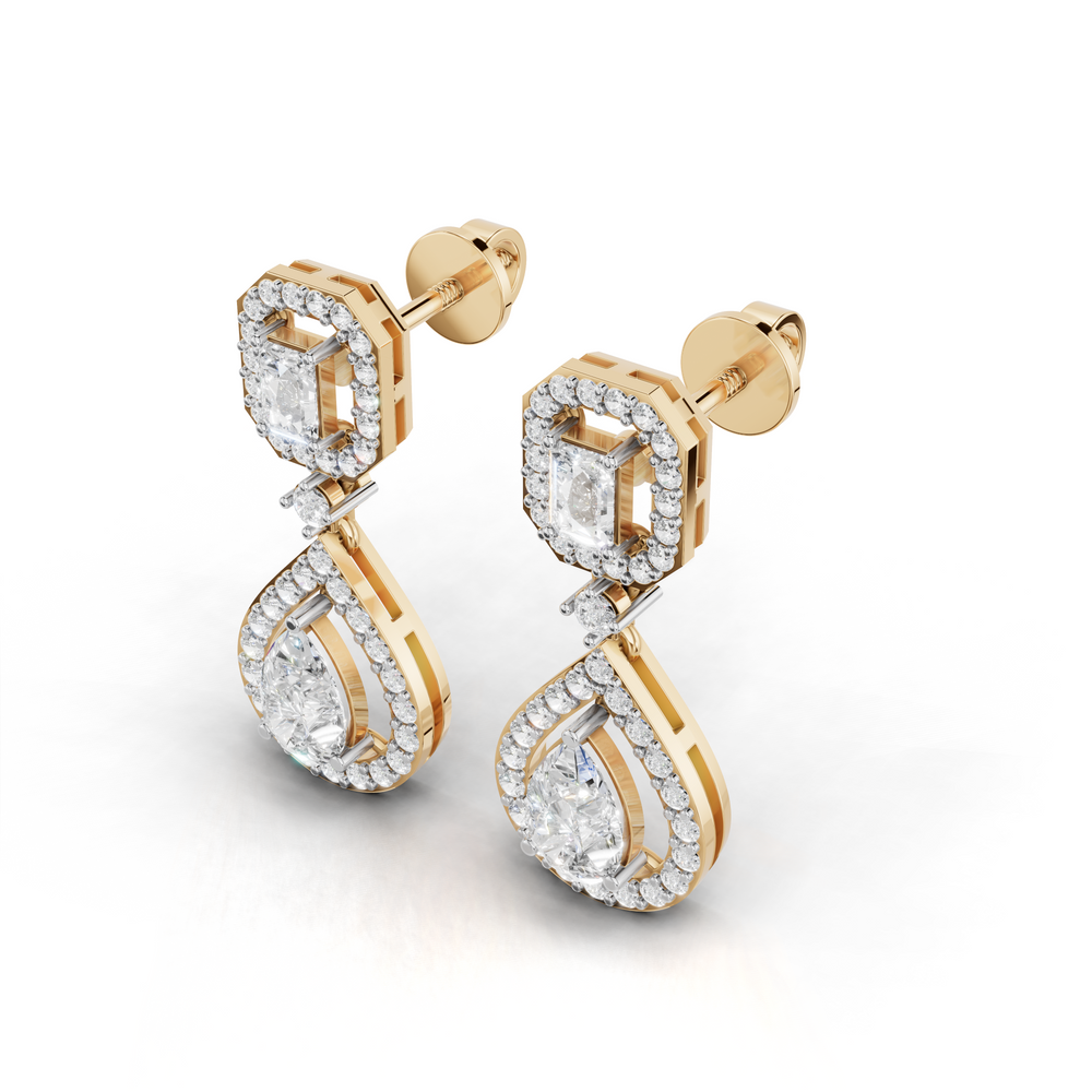 Elegant, diamond-studded drop earrings