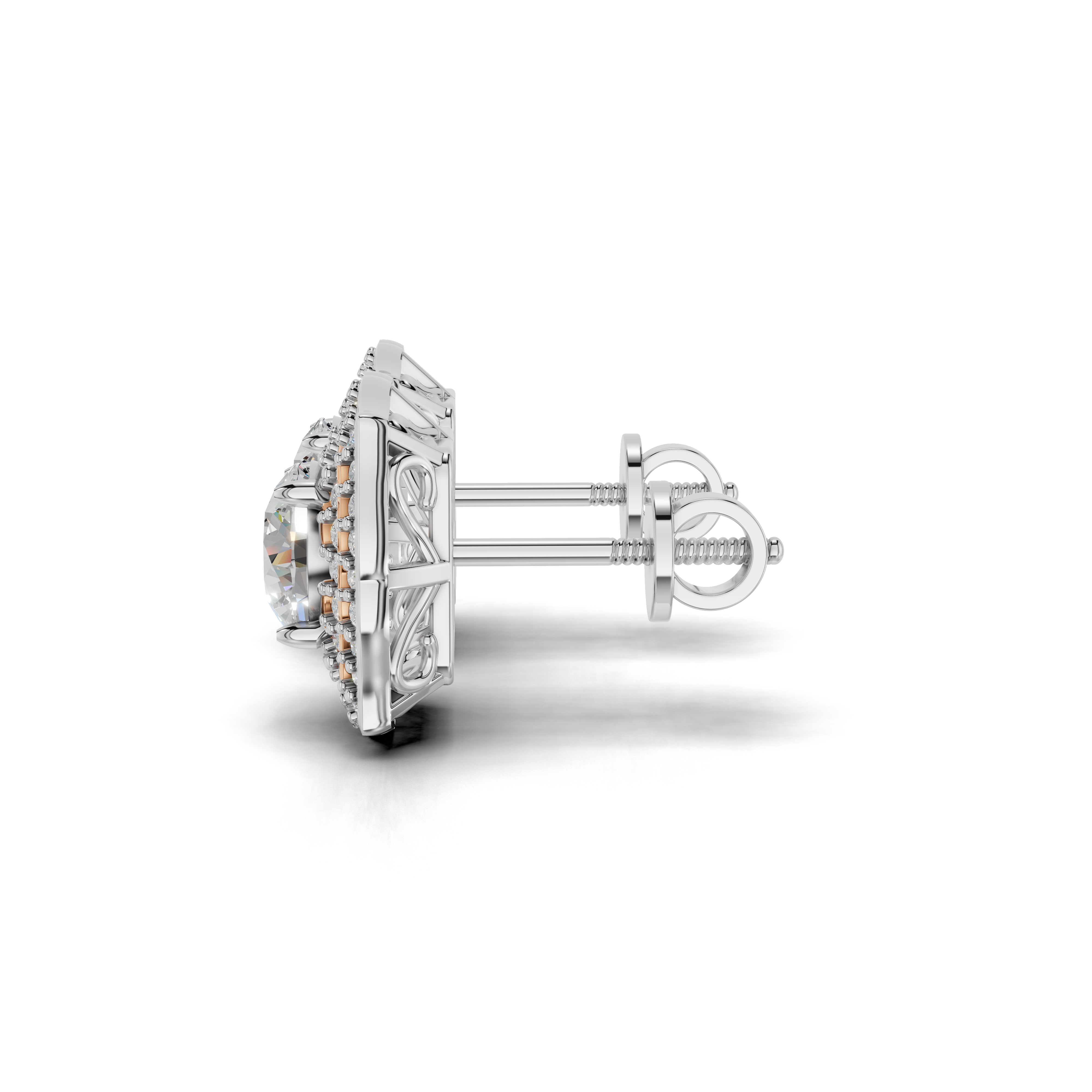 Exquisite Halo Diamond Earrings - Two-Tone Elegant Studs