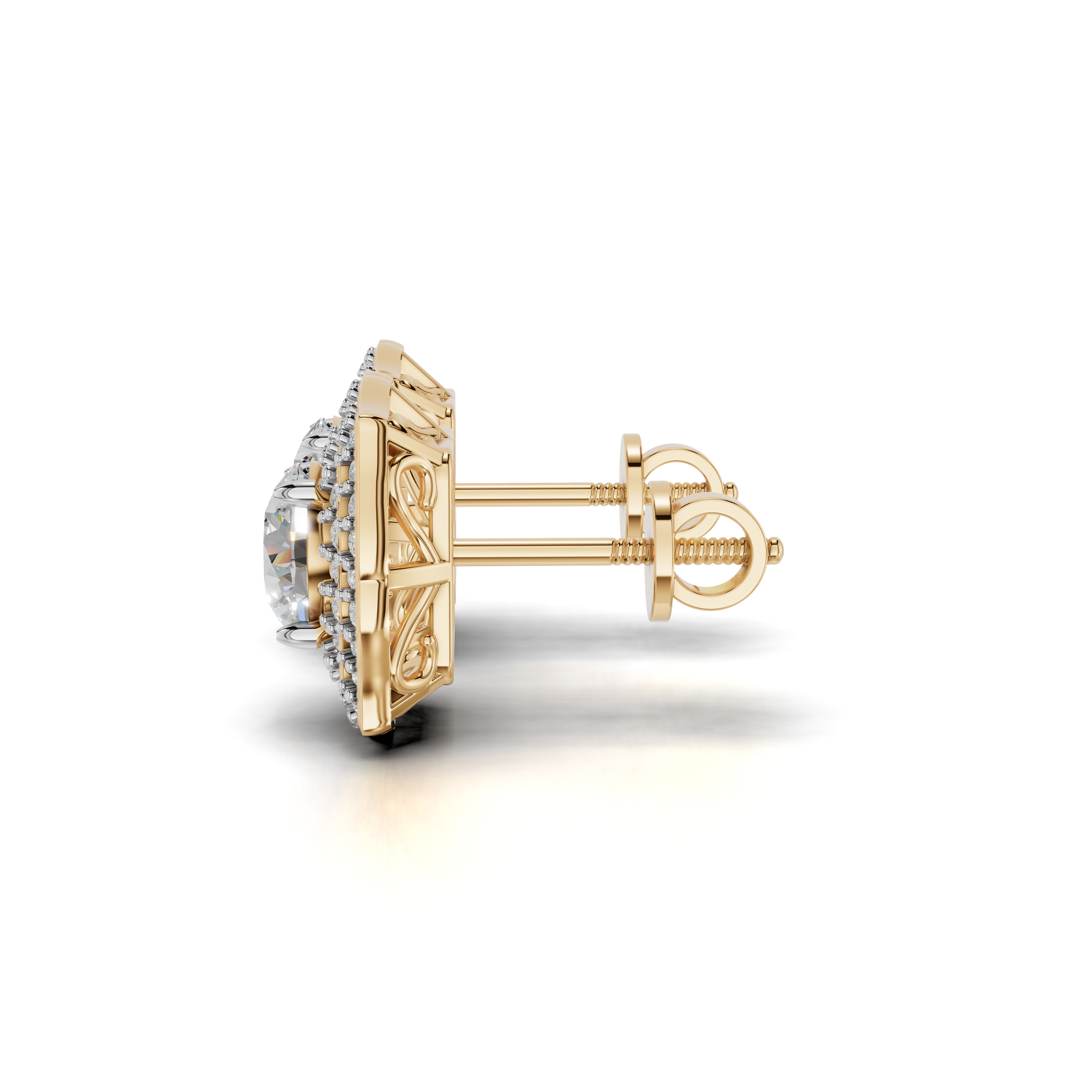 Exquisite Halo Diamond Earrings - Two-Tone Elegant Studs