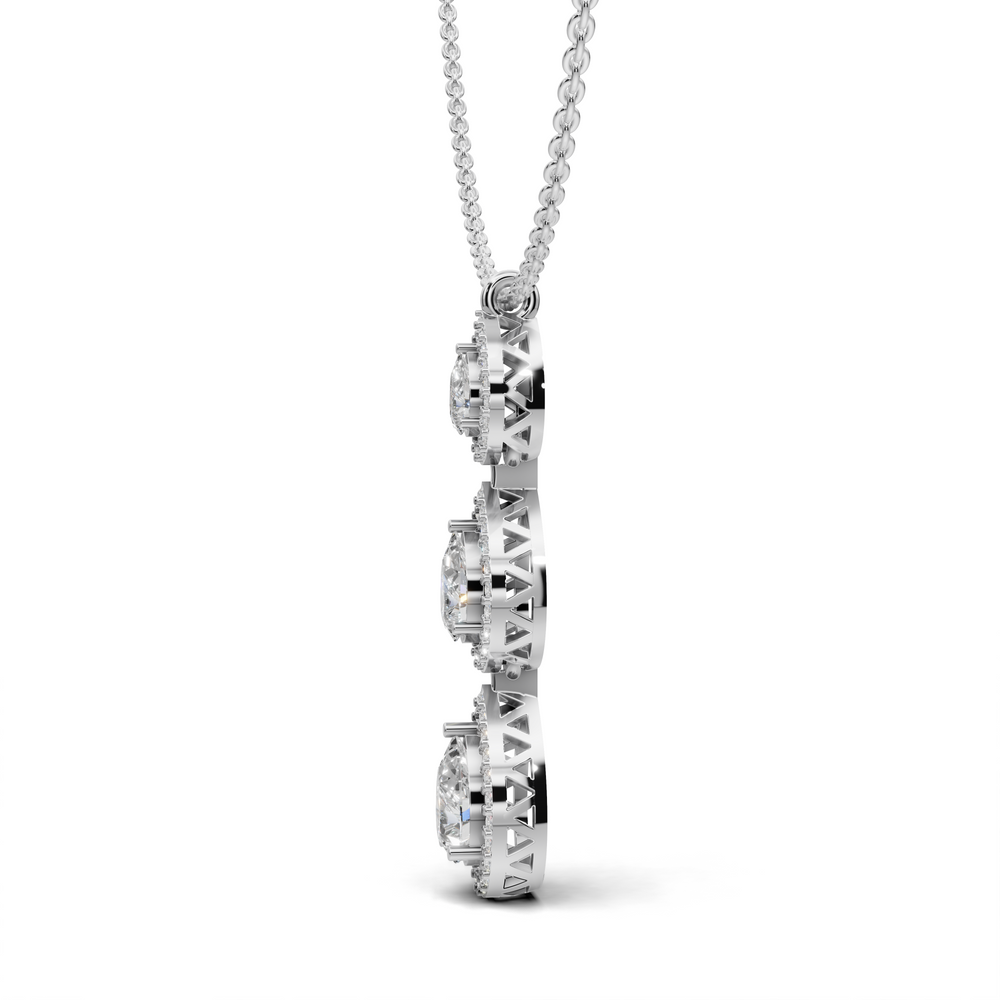 Exquisite Triple Pear Diamond Pendant Necklace