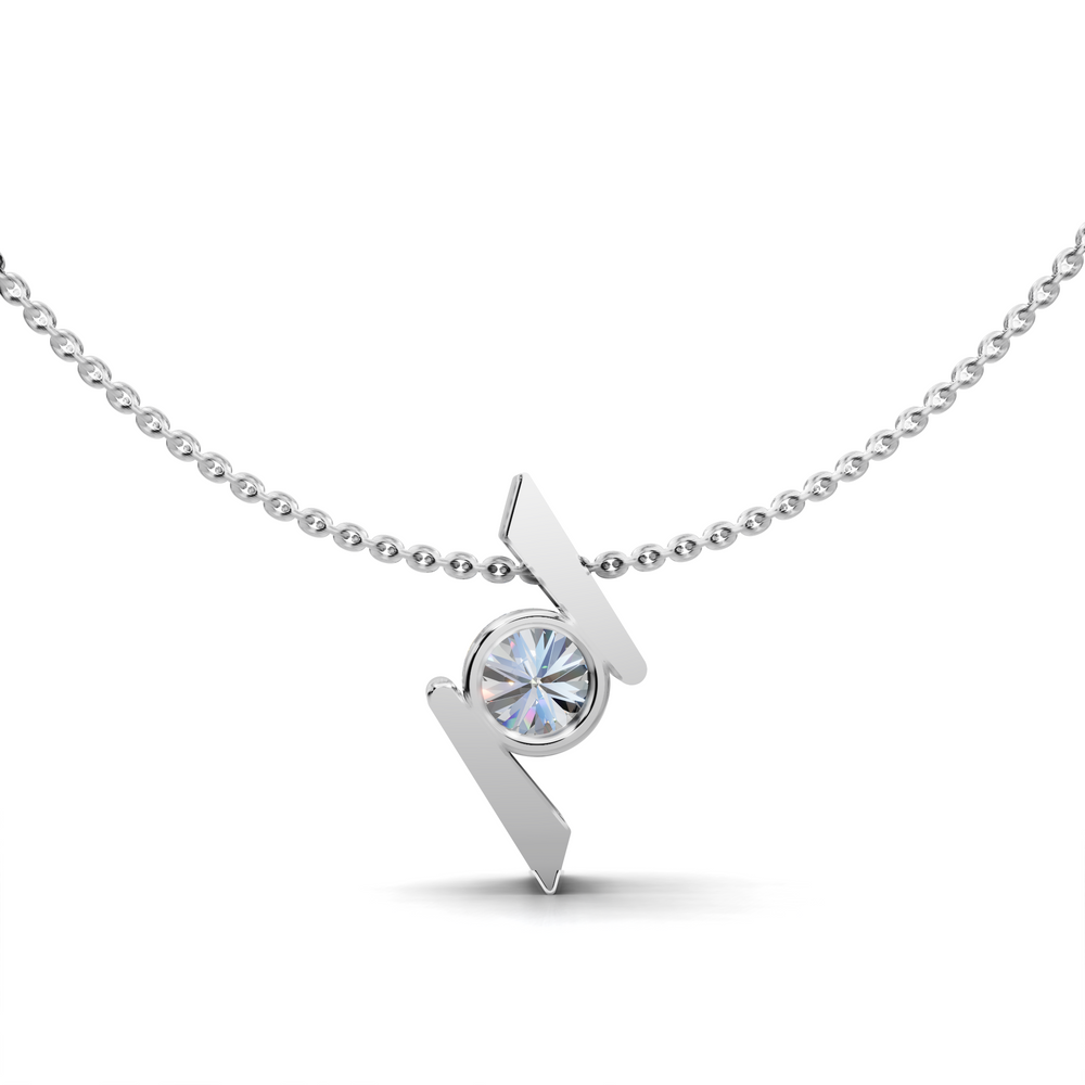 Modern Diamond Pendant Necklace - Geometric Design