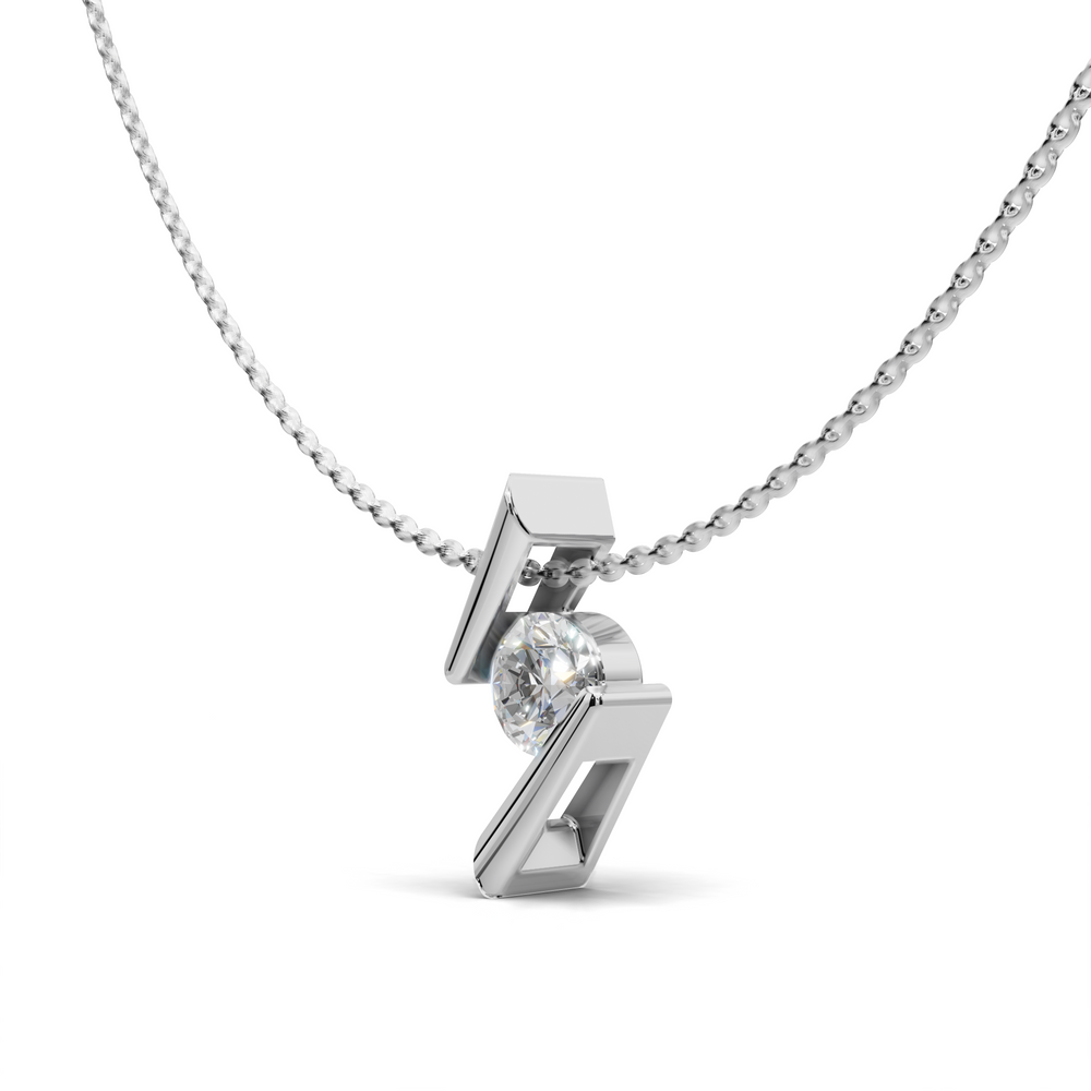 Modern Diamond Pendant Necklace - Geometric Design
