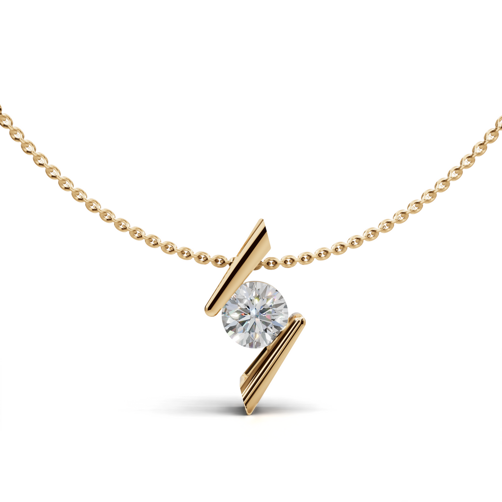 Modern Diamond Pendant Necklace - Geometric Design