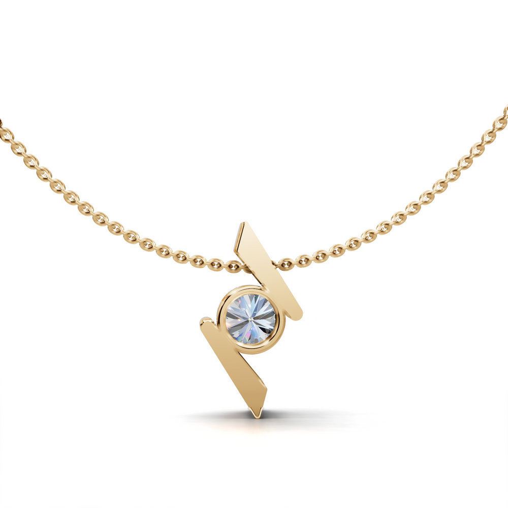 Modern Diamond Pendant Necklace - Geometric Design