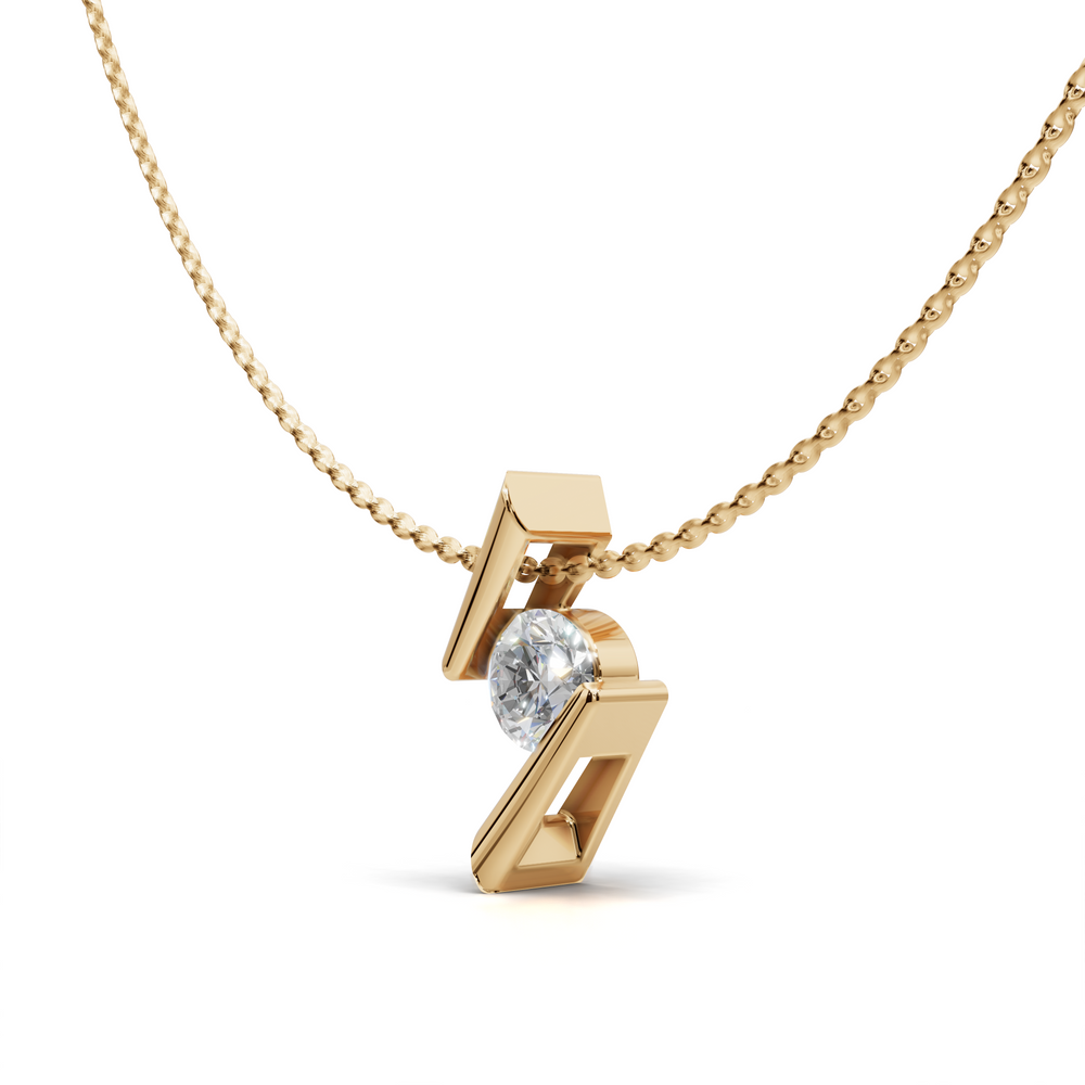 Modern Diamond Pendant Necklace - Geometric Design